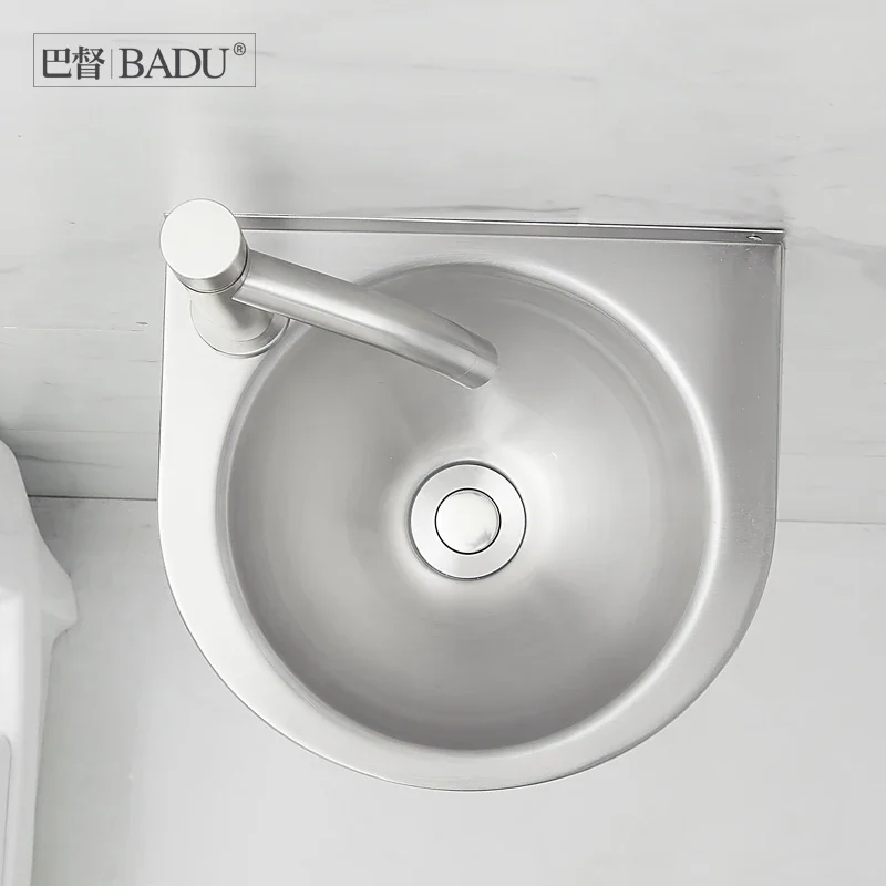 Small apartment 304 stainless steel wash basin wall-mounted face bathroom surface small table household