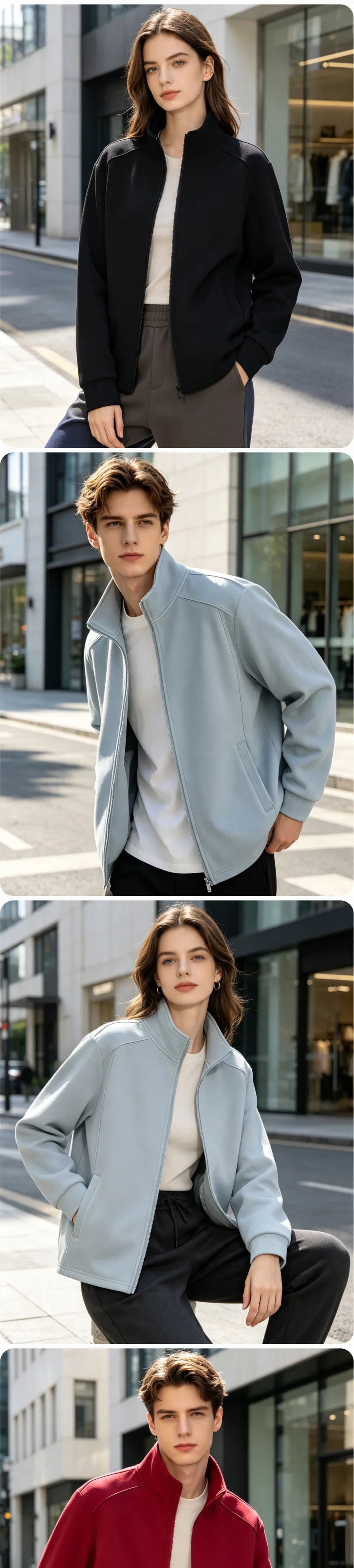 Individueller Logodruck 2026 Neue Frühling-Herbst Dünne Stehkragen-Jacke Sweatshirt Unisex Casual Hochwertige Herren Damen Stickerei – Detail 3