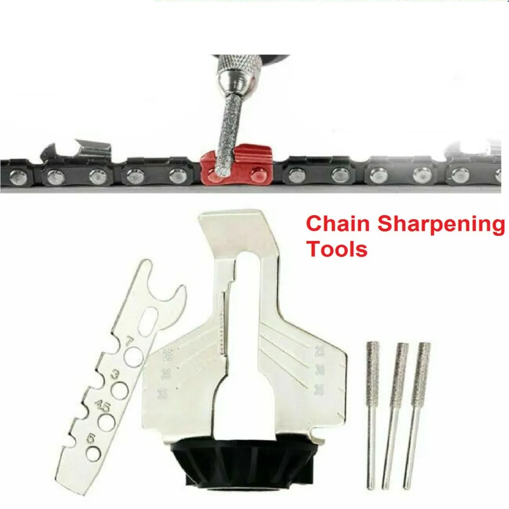 1set Chainsaw Sharpener Electric Grinder Chain Saw Sharpening Attachment Drill Tool For Sharpen Chains And Serrated Blades