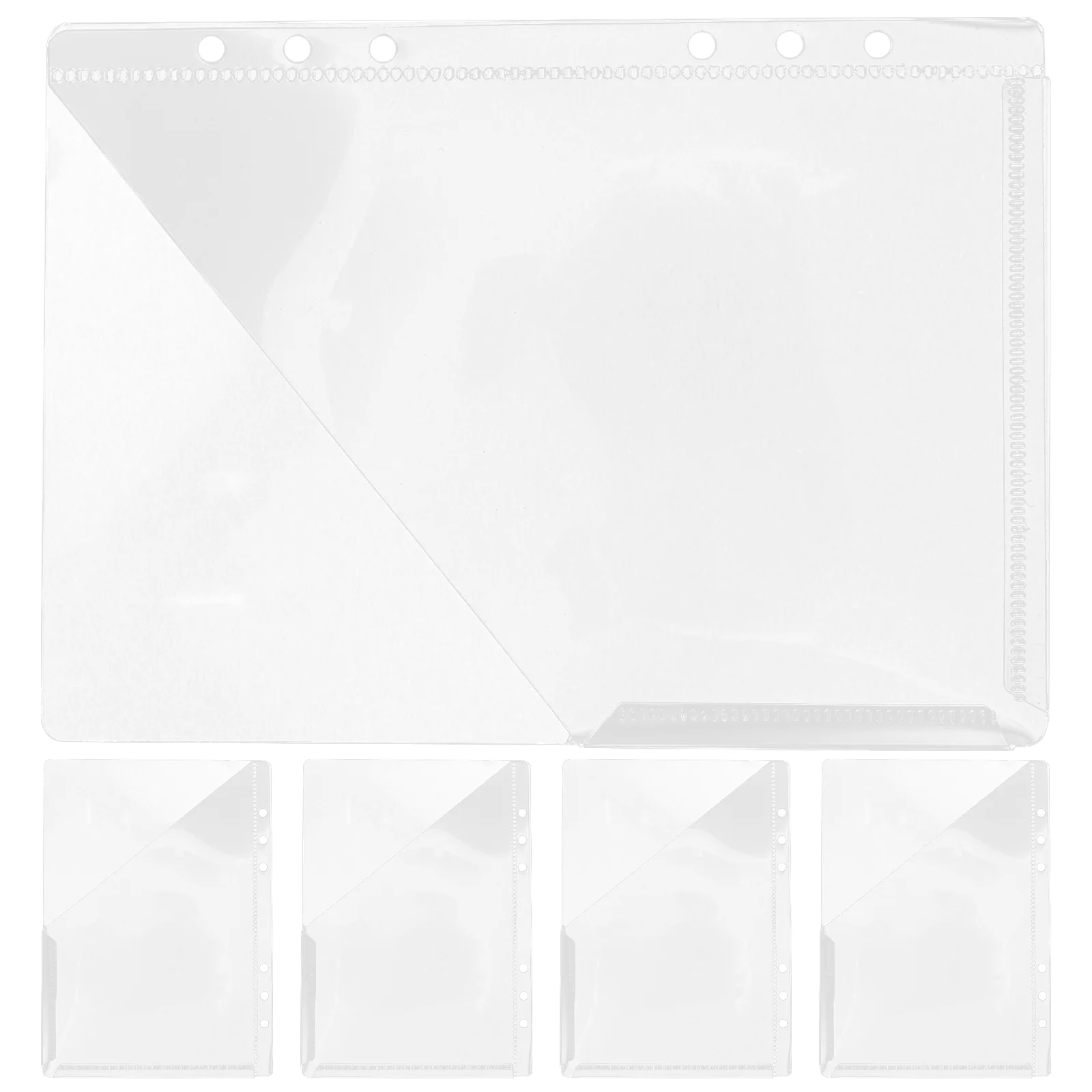 

5 Pcs A5 Slope Edge Refillable Notebook Inner Pocket Document Folders Resistant File Protectors for School