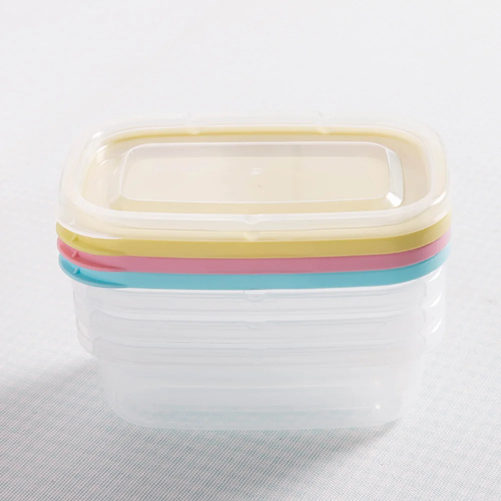 

4pcs 200Ml Mini Plastic Crisper Reusable Food Storage With Lids Leakproof For Microwave Freezer Dishwasher Stackable Lunch Soup