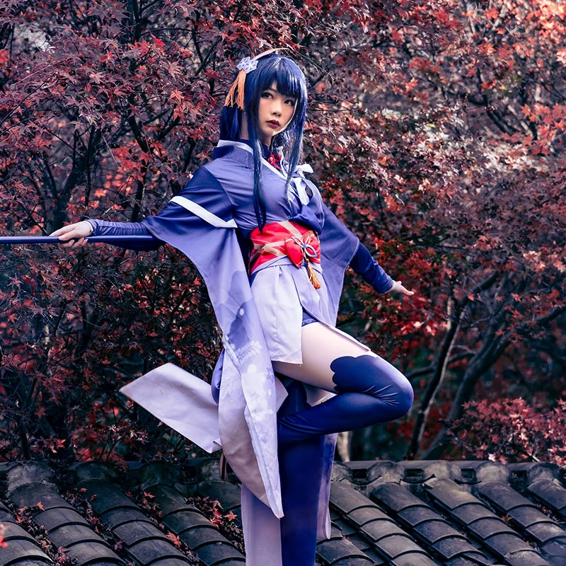 

Genshin Impact Cos Raiden Baal Cosplay Raiden Ei Raiden Sisters delicate print kimono Female Costume