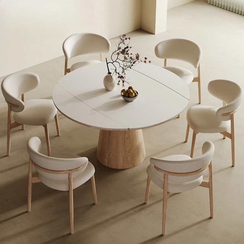 

Runguangsheng Nordic твердая древесина каменная плита квадратный и круглый обеденный стол двойного назначения бытовой телескопический складной переменный круглый