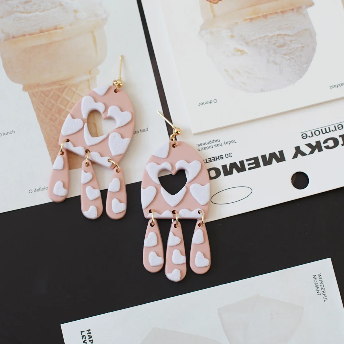 Women\'s Trendy Heart Shape Polymer Clay Earrings Set Dangle Drop Earrings Fashion Holiday Party Accessories Valentine Gift
