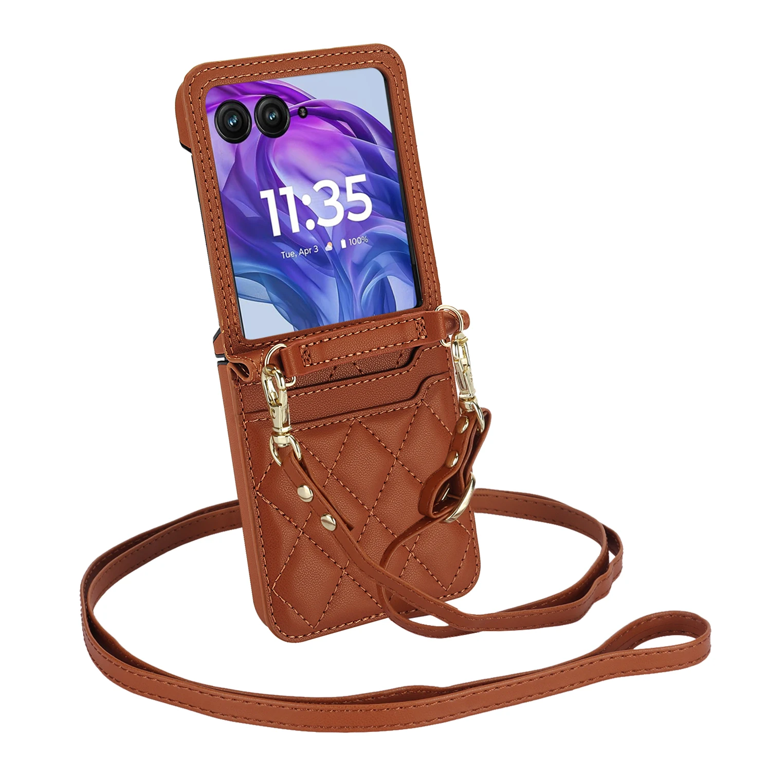 

Кожаный чехол через плечо с ромбом для Motorola Razr 40 40ultra 50 Ultra, чехол-бумажник с слотом для карт