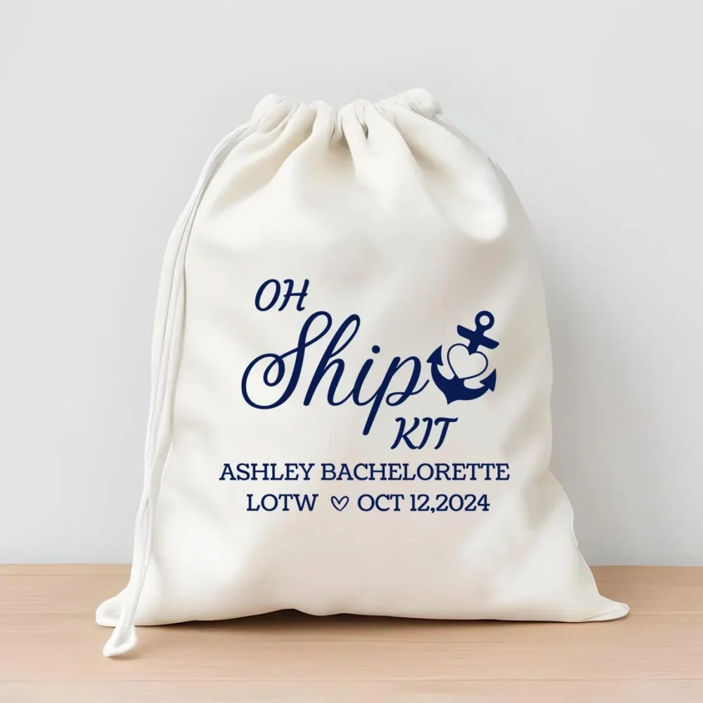 20 pcs Custom Oh Ship Kit Favor Bags-Cruise Party Love Bags-Name Bag-Cruise Wedding Party Bags-Love Theme Anchor Ship Party