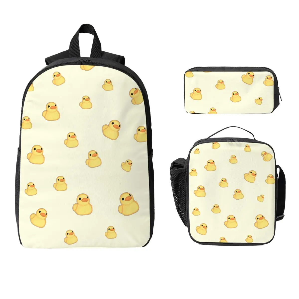 

Cute Duck Cartoon Backpack Student Boys Girls BookBag School Bag Laptop Shoulder Bags 3ps Insulated Lunch Bag Pencil Case