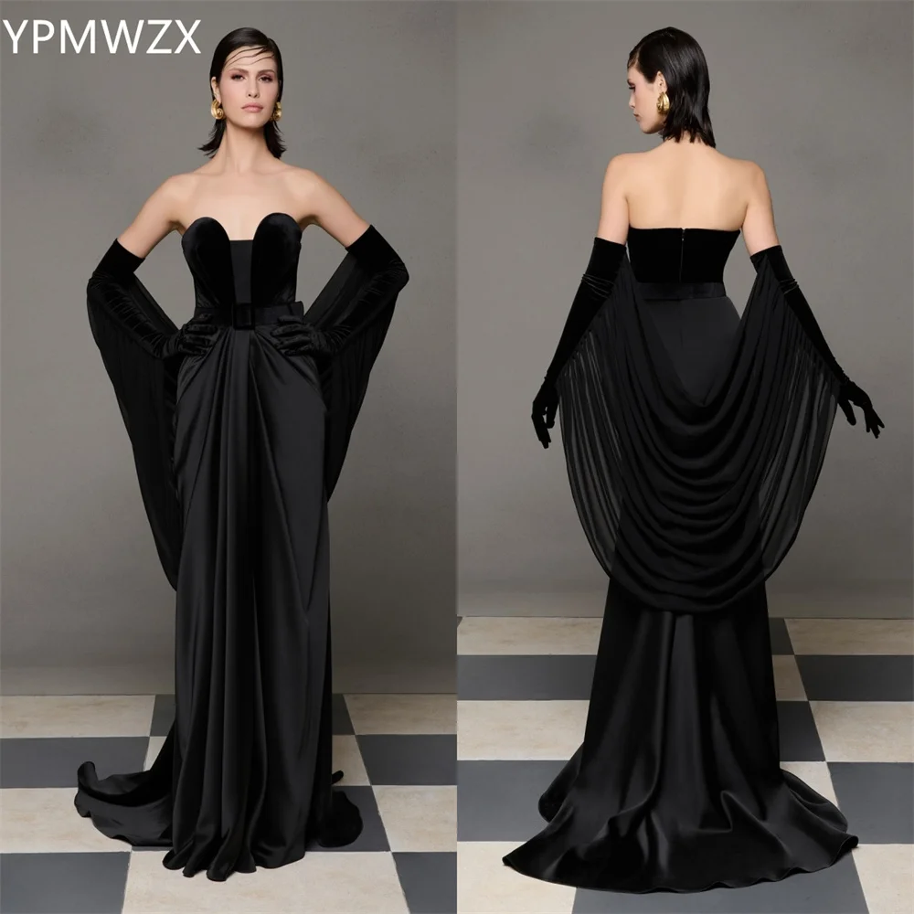 

Customized Prom Gown Evening Women YPMWZX Strapless Mermaid Floor Length Fold Draped Bespoke Occasion Dresses Formal Dress Part