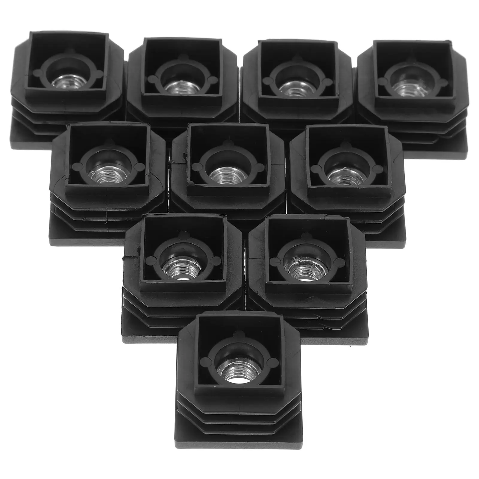 

10 шт. квадратных пластиковых заглушек черного цвета для мебели, защитных накладок для пола, выравнивателей ножек стульев, торцевых заглушек для труб столов