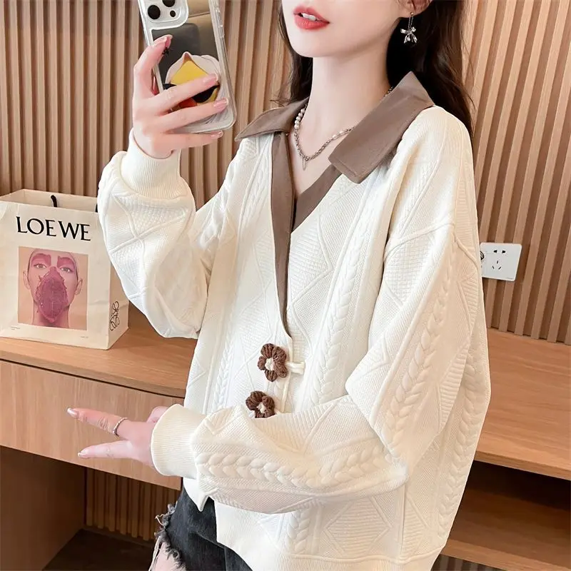 New Western Style Hoodie with Loose Korean Style and Versatile Design Featuring Thick Plush and Niche Outerwear Long Sleeved Top