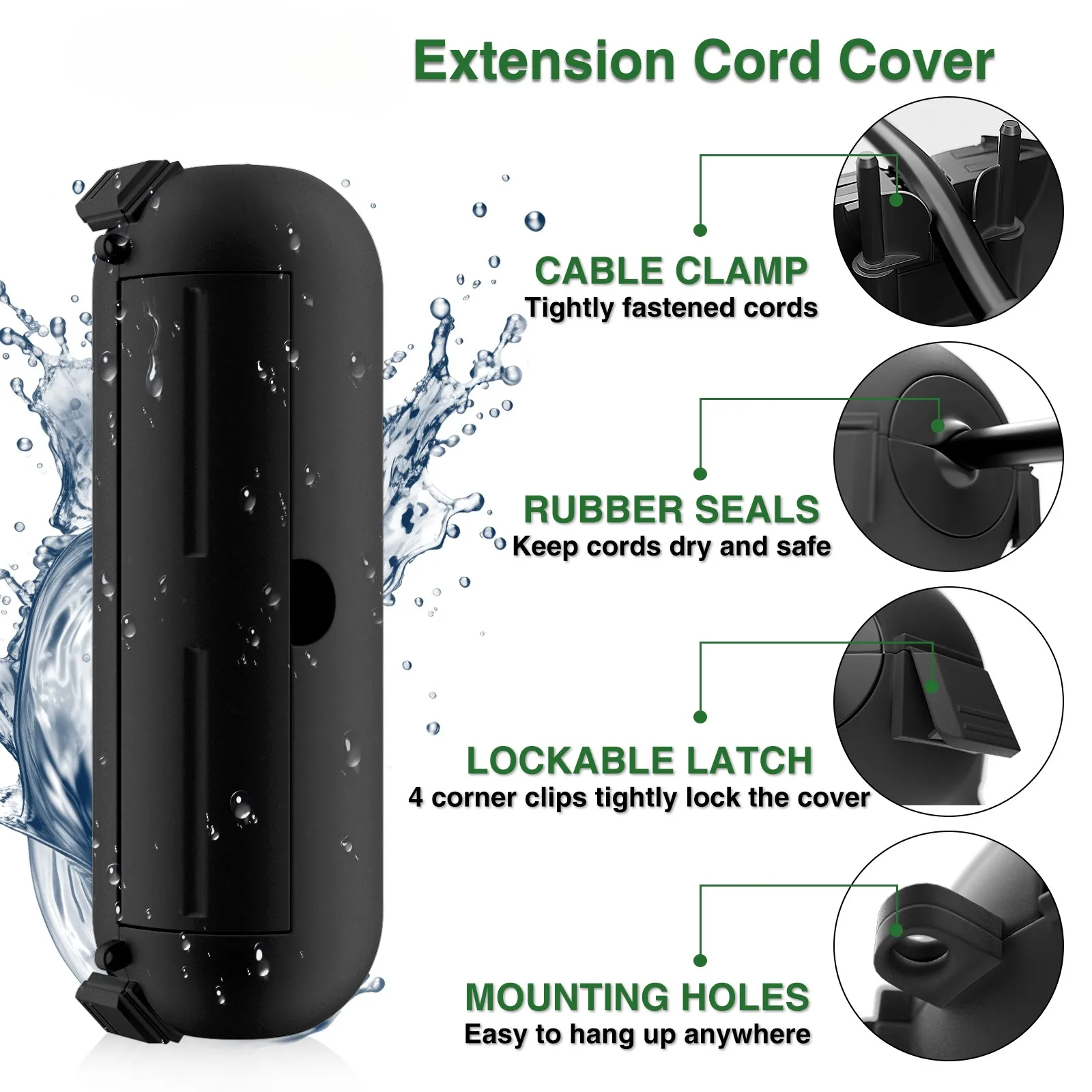 3 قطع صندوق أمان سلك تمديد خارجي، متوفر بـ 8 ألوان، لحماية المقابس والمنافذ، مثالي لزينة العطلات