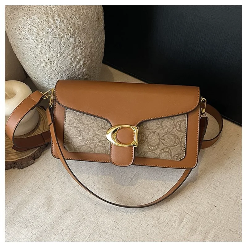 

​2025 Vintage Baguette Bag for Women Wide Adjustable Strap Underarm Crossbody Purse Tiger Head Closure Day to Night Versatile​