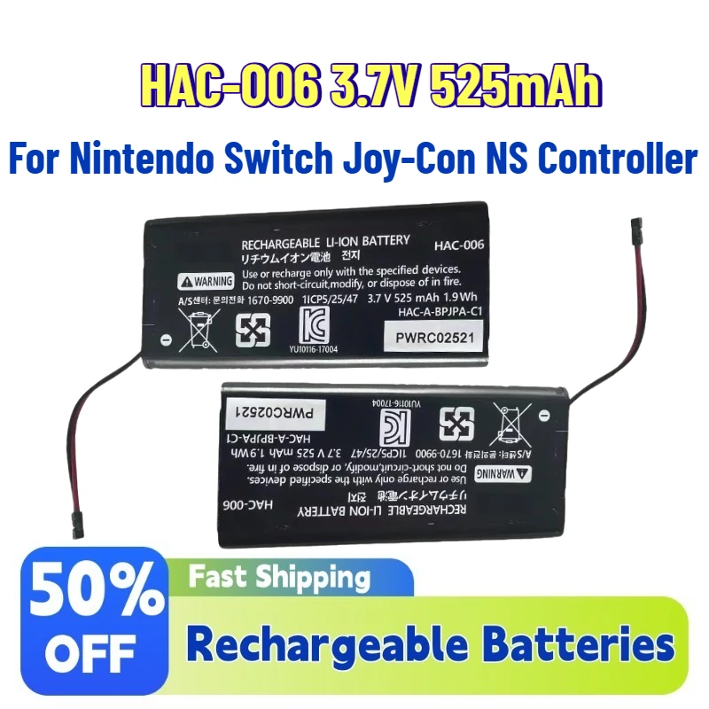 Upgrade 1/2pcs HAC-006 3.7V 525mAh Li-ion Rechargeable Battery Pack Replacement Repair for Nintendo Switch Joy-Con NS Controller