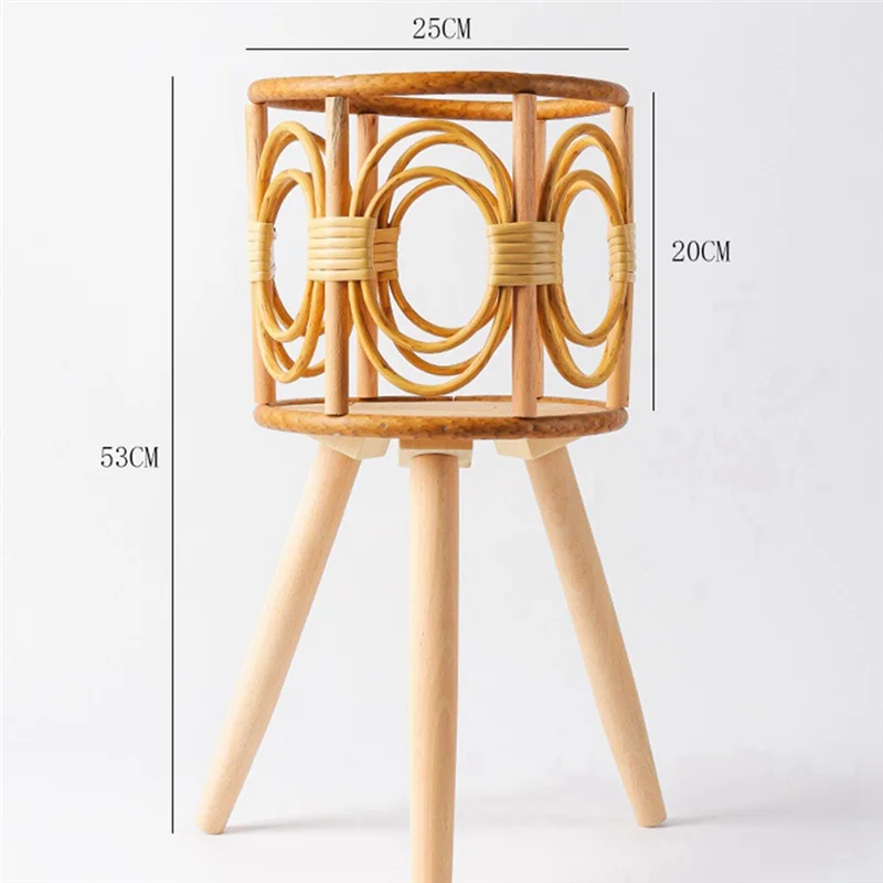 ABNL-soporte para plantas de interior de ratán, soporte para maceta de flores tejidas de paja, taburete con patas, cestas para macetas de suelo, estante para plantas de madera A Du