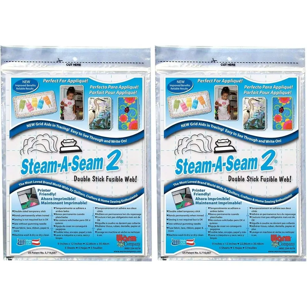 

Warm Company Steam-A-Seam 2 Double Stick usible Web-9"X12" Sheets 5/Pkg (5517) (2-Pack o 5)