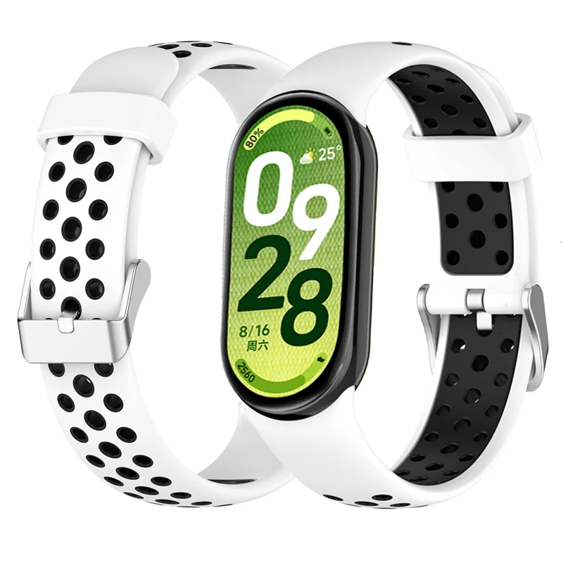 Sport strap For Xiaomi Mi Band10 9 8 strap Two-color Silicone Strap For Miband 9 8 strap Miband 10 Replacement Wristband image 2