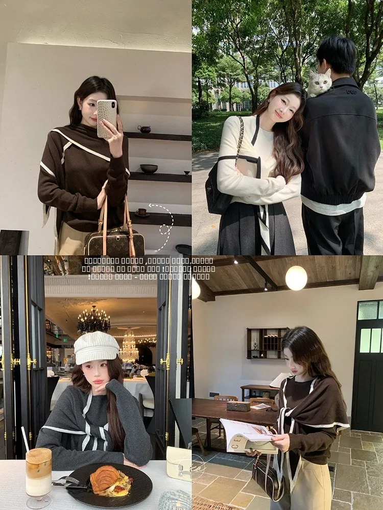 

EIA Rio Wed Women's Knitted Wool Sweater Long Sve Loose Fit Two-Piece Set Casual Sle Comfortable Warm Faionable