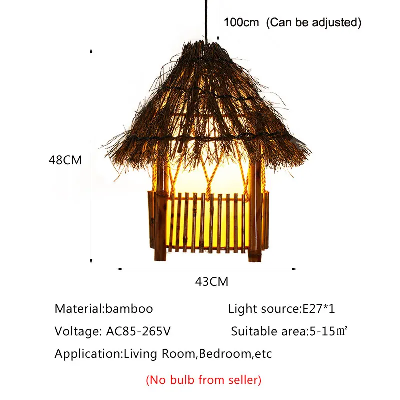 Southeast Asian Grass Vine Bamboo Woven Chandelier Creative Personalized Retro Restaurant Balcony Corridor Courtyard Bamboo Lamp