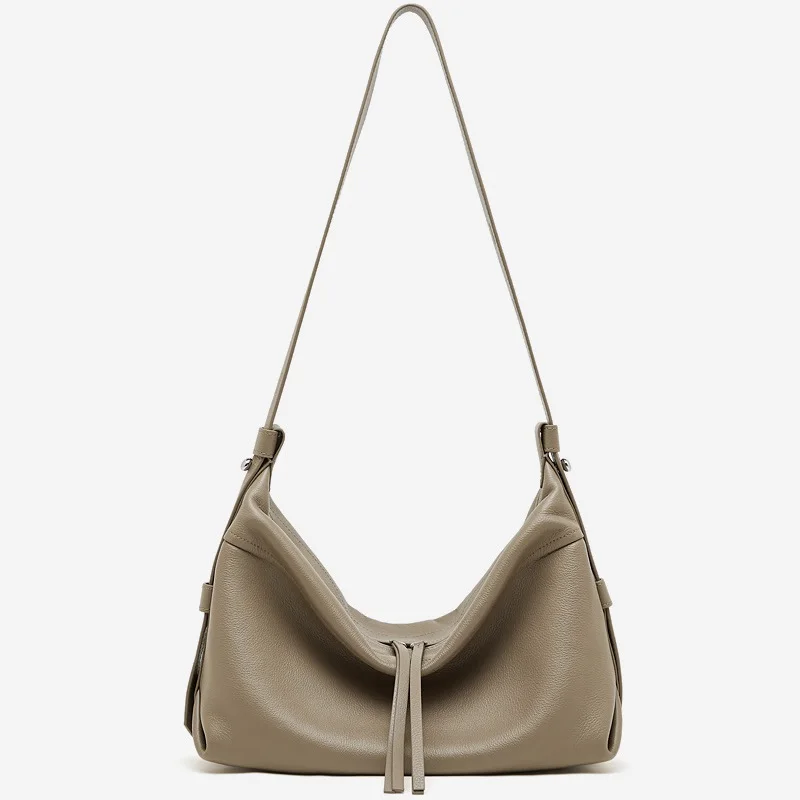

Versatile Slouchy Bags Genuine Leather 2025 New Arrivals Trendy Crossbody Bag Women Casual Large Capacity Shoulder Handbag Tote