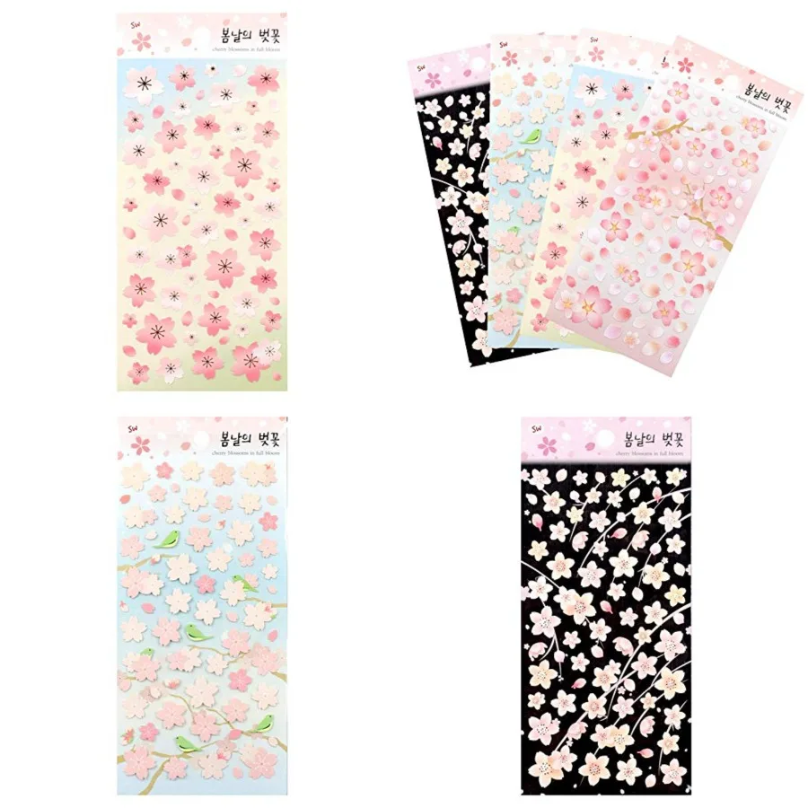 

Cherry Blossoms in Full Bloom/Sakura Sticker Sheets 4 Pack for Diary Decoration Scrapbooking and Craft Projects Featuring Delic