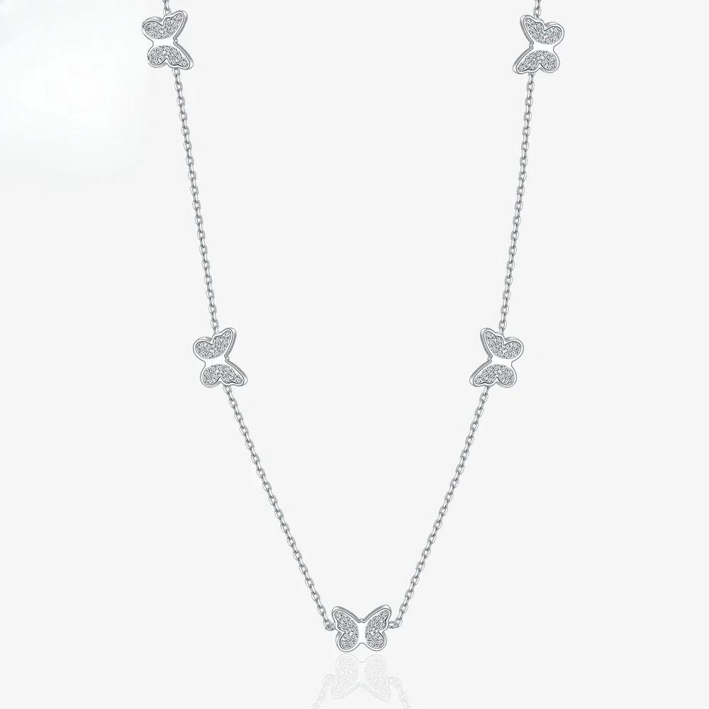 S925 puur zilveren vlinderketting voor dames, eenvoudige maar kleurvaste groothandel sleutelbeenketting, e-commerce live streaming bron