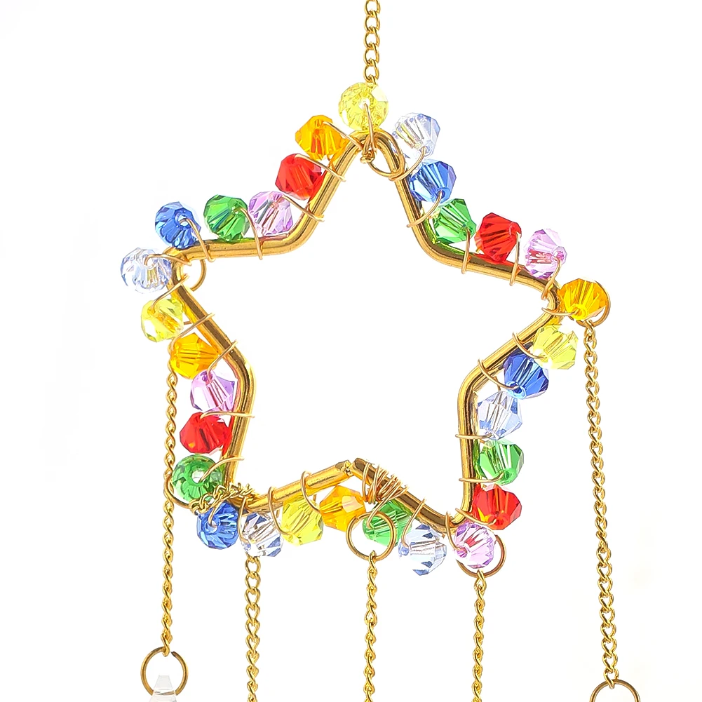 

Colorful Pentagram Crystals Hanging Ornament Window Garden Chimes Decor Suncatcher Wedding Giftware DIY Home Decor Accessories
