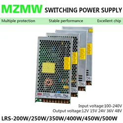 LRS Series Switching Power Supply 200W 250W 350W 400W 450W 500W 110V 220V AC/DC 12V 15V 24V 36V 48V Industrial Ultra-thin SMPS