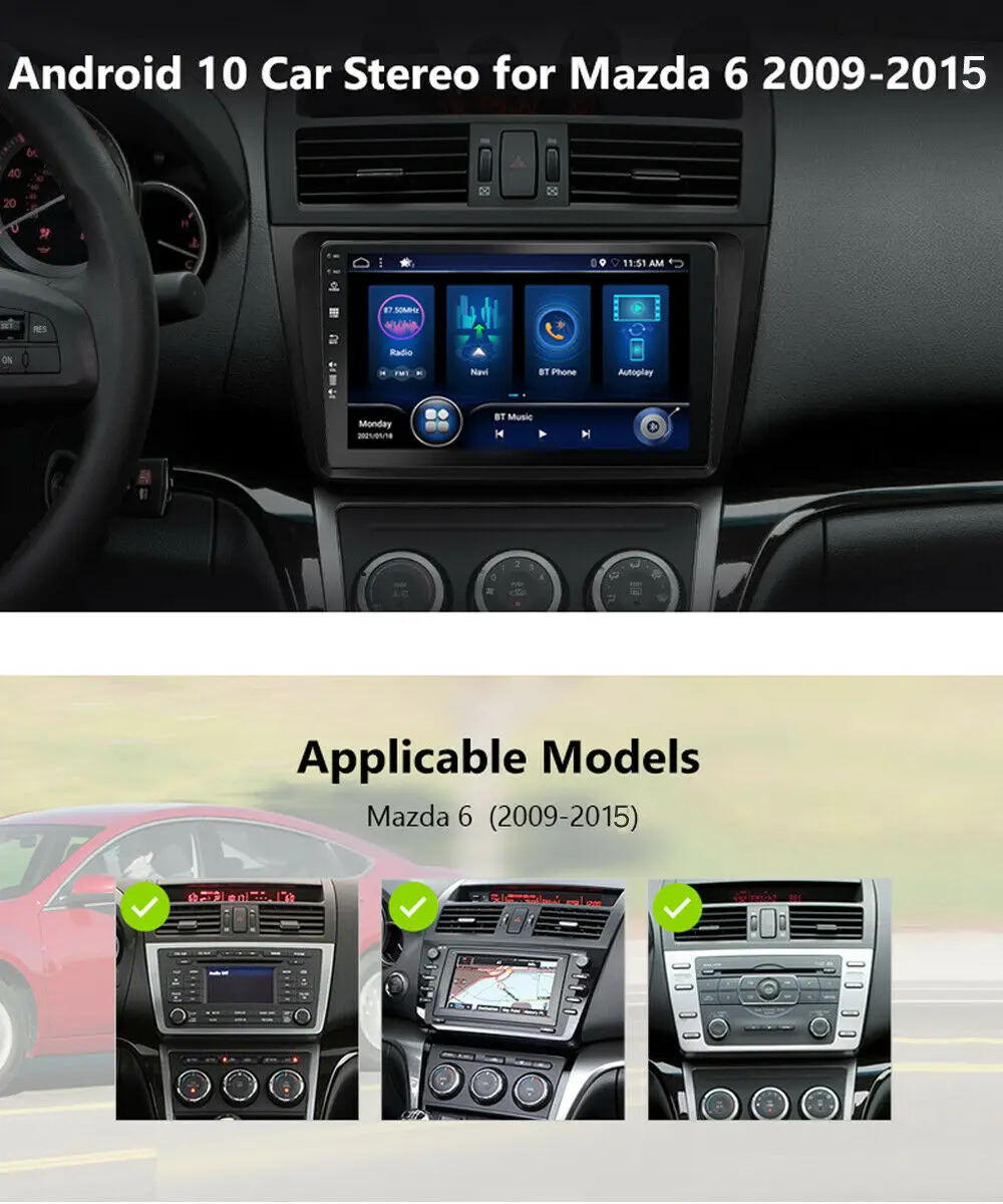 BXLIYER Android 12 Carplay DSP 8GB+256G For Mazda 6 2007 -  2012 Car radio Multimedia Video Player 2Din NO 2 Din GPS Navigation