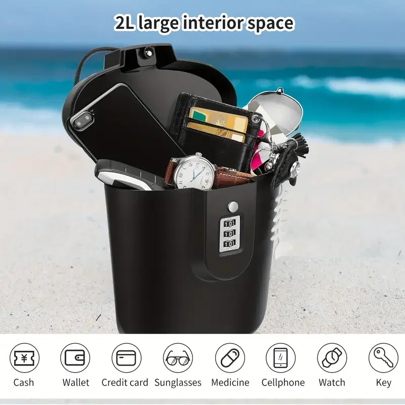 New Portable Beach Bucket Password Box Storage Outdoor Mini Mobile Phone Wallet Safe Portable Handle Designer Anti-fall