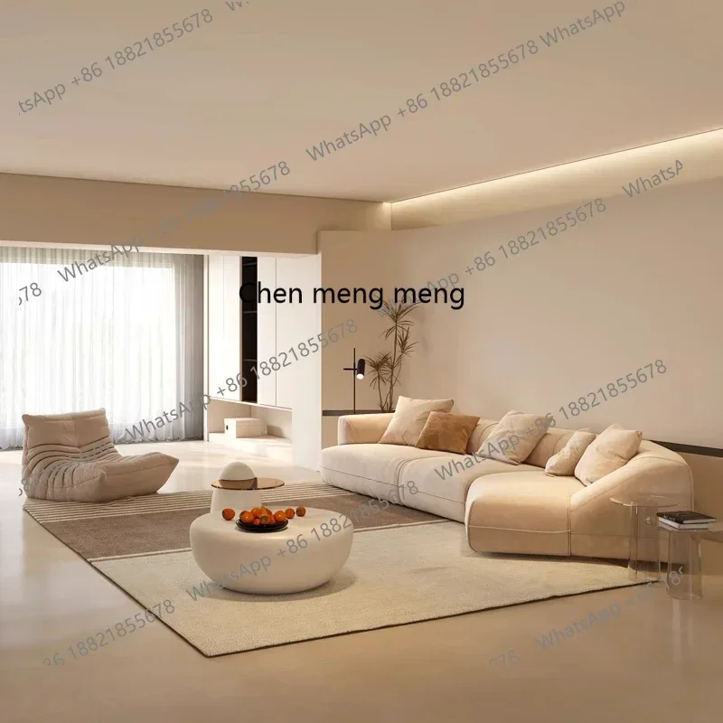 zA68Italian corner villa sofa size apartment modern simple curved matte cloth sofa