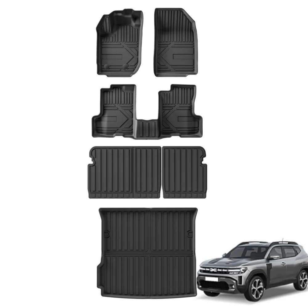 for Dacia Duster Fuel Version 2018-2024 Car Floor Mats Trunk Pad TPE 3D Foot Mat Left Rudder Protection Accessories Black