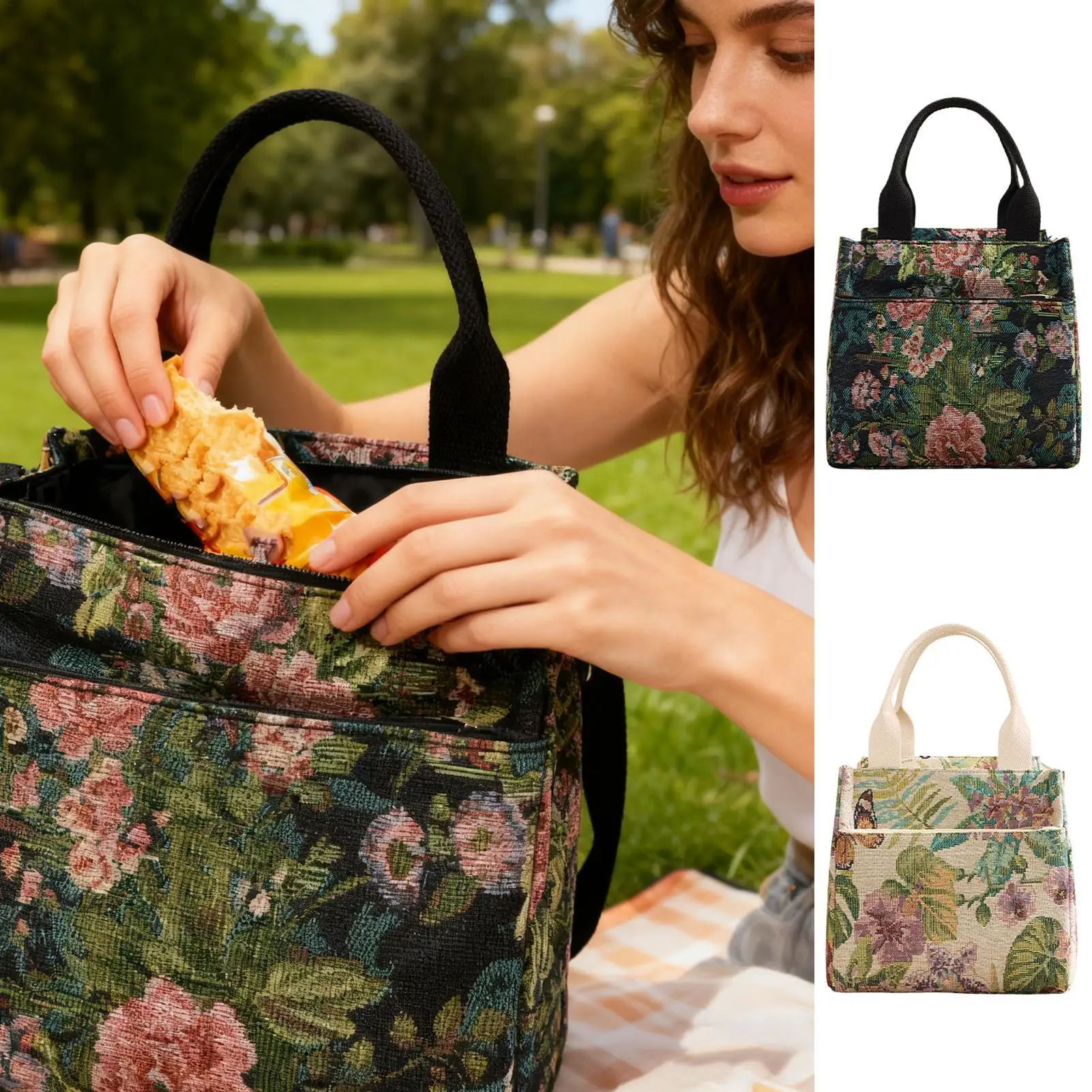 Сумка для обеда, женская водонепроницаемая сумка с цветочным принтом, контейнеры, изолированные сумки для обеда для женщин, для работы, еды, девочек, взрослых, детей, путешествий