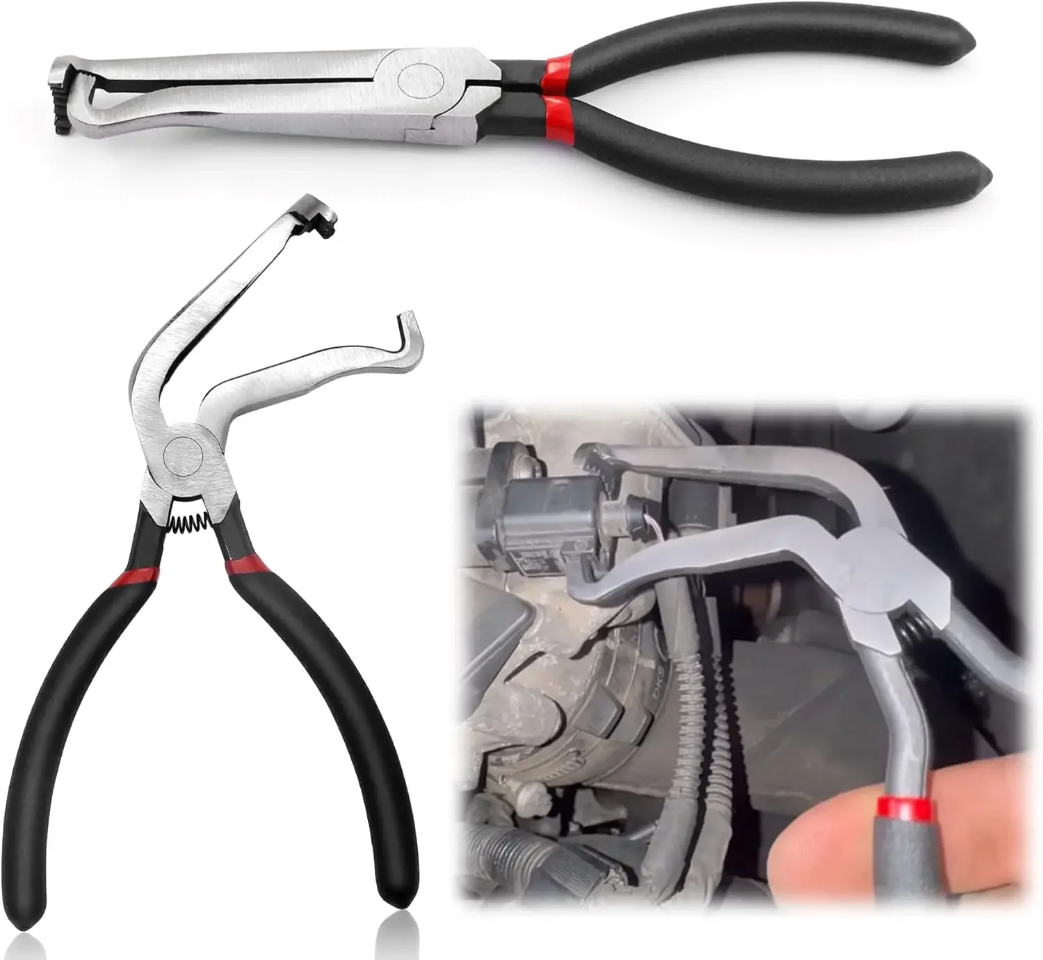 

Fuel Line Pliers - Auto Electrical Connector Tool, Push Tab Hose Disconnect Plier (Straight & Bent Head) for Car Repair