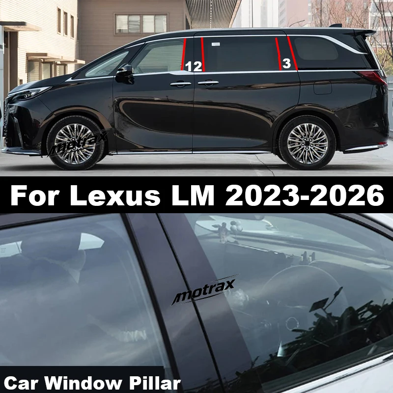 Car Pillar Posts Door Central Window Trim Molding Cover Stickers Protective for Lexus LM AW10 LM350h LM500h 2023 2024 2025 2026