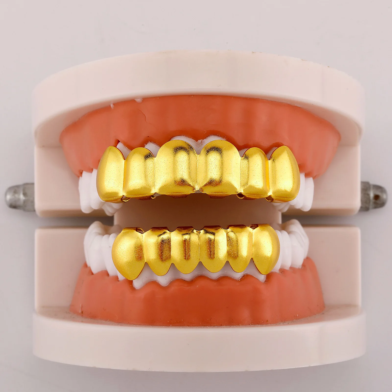 RACHELZ 6/6 نسيج الحرير ماتي الأسنان Grillz الهيب هوب أعلى أسفل الفم الأسنان قبعات للنساء الرجال المجوهرات هدية حفلة #4