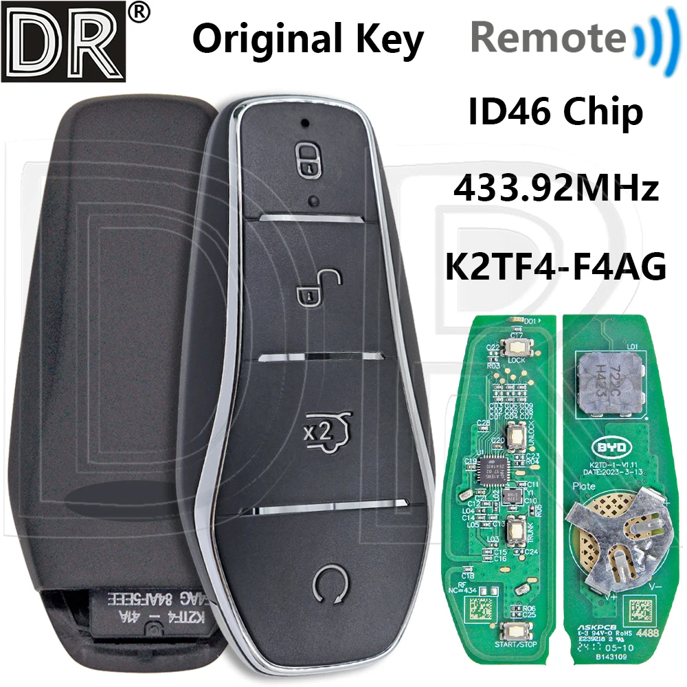 

Great K2TF4-41A-F4AG Origina 433.92MHz ID46 Chip Proximity Car Remote Control Key For BYD Tang L DM EV Sea Lion EV 2025