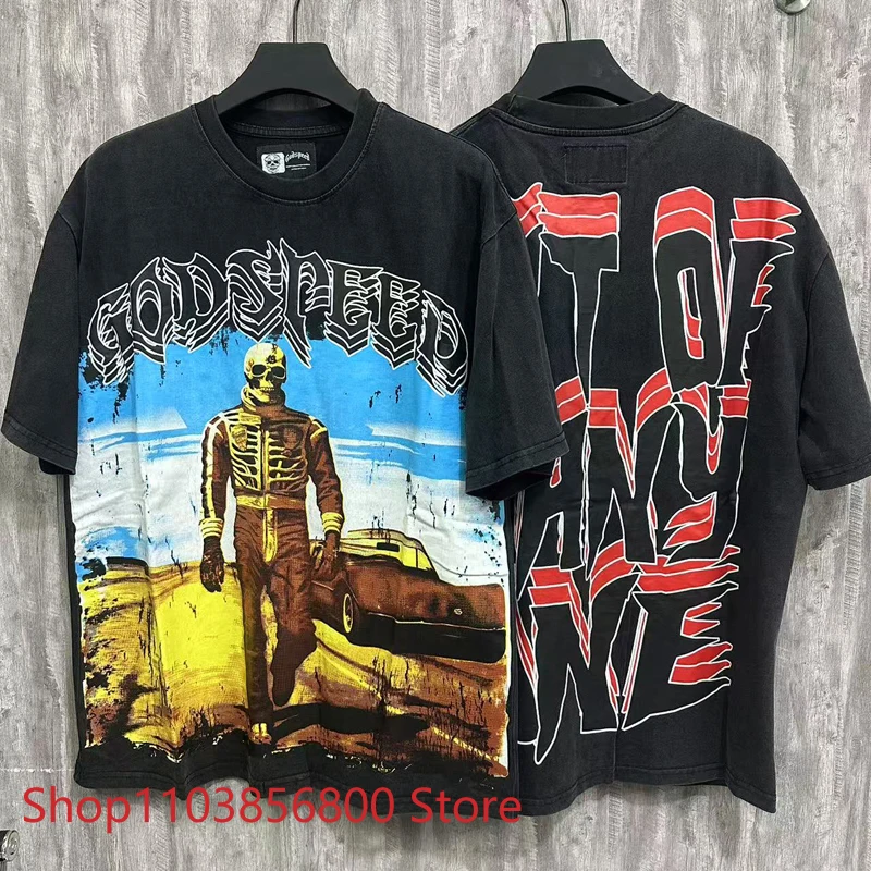 

American Fashionable Brand Godspeed T-shirt Men Women Loose Print Best Quality Casual Hip-hop Cotton GOD SPEED Short Sleeve Tee