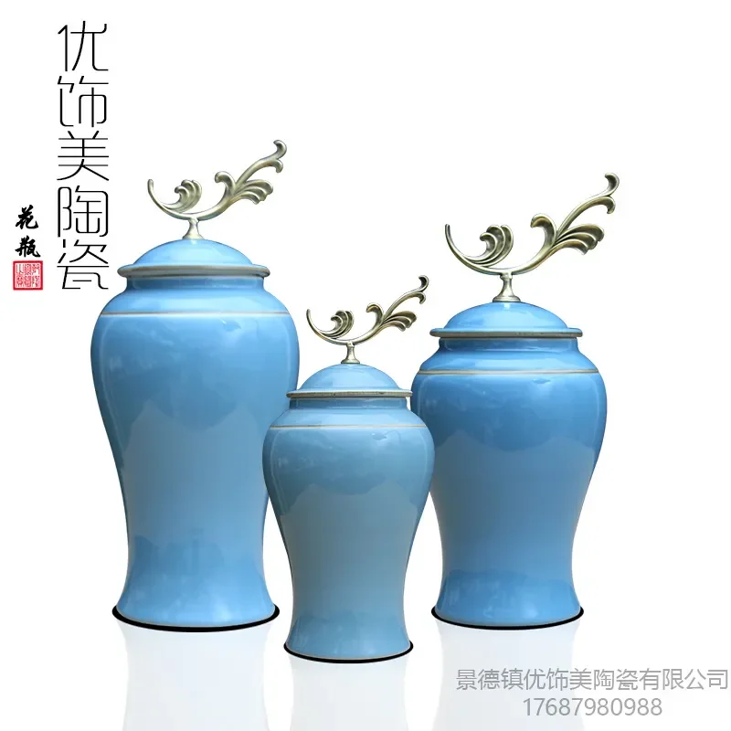 for Jingdezhen Ceramic Three Piece Set European Style Tea Tank Storage Container Set Customizable
