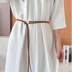 Modieuze damesriem met franjes, zacht leren touw, verstelbare lange riem, bijpassende jurken en shirts