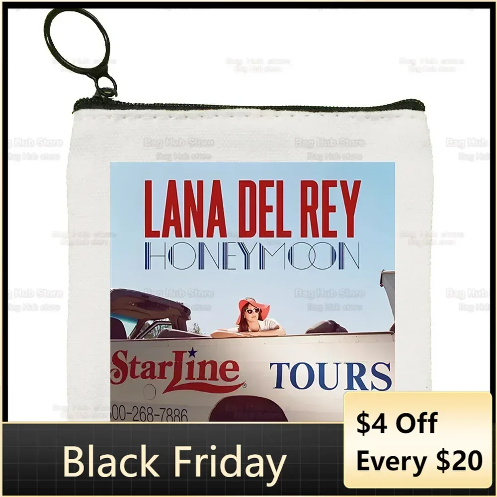 Lana Del Rey Singer Fans Just for Life Canvas Bag Pure White , Zipper  Coin Bag Coin  Clutch Bag