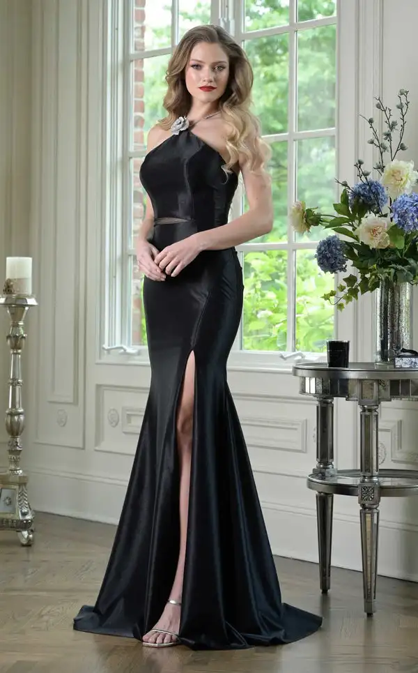 

Длинные платья с лямкой на шее в стиле ретро Charmeuse, крест-накрест, плиссированные, с цветочным принтом, на заказ, платья для особых случаев, модные размеры в наличии