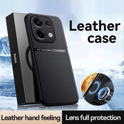 Leather Car Holder Magnetic Cover For Xiaomi Redmi Note 13 Pro 4G 5G Case Silicone Shockproof Coque Redmy Note13 Note13pro Plus