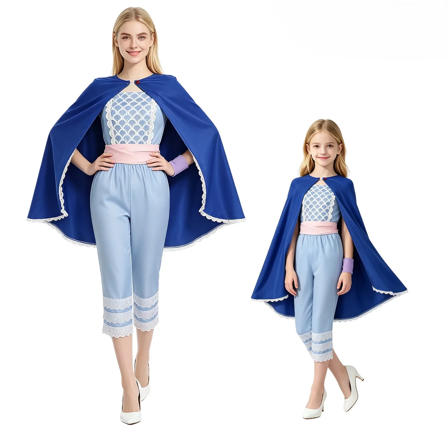 Disfraz de Cosplay de Pastora de Anime para Adultos y Niños, Conjunto Completo de Top, Pantalones y Capa, para Mujeres, Uniforme para Fiesta de Halloween