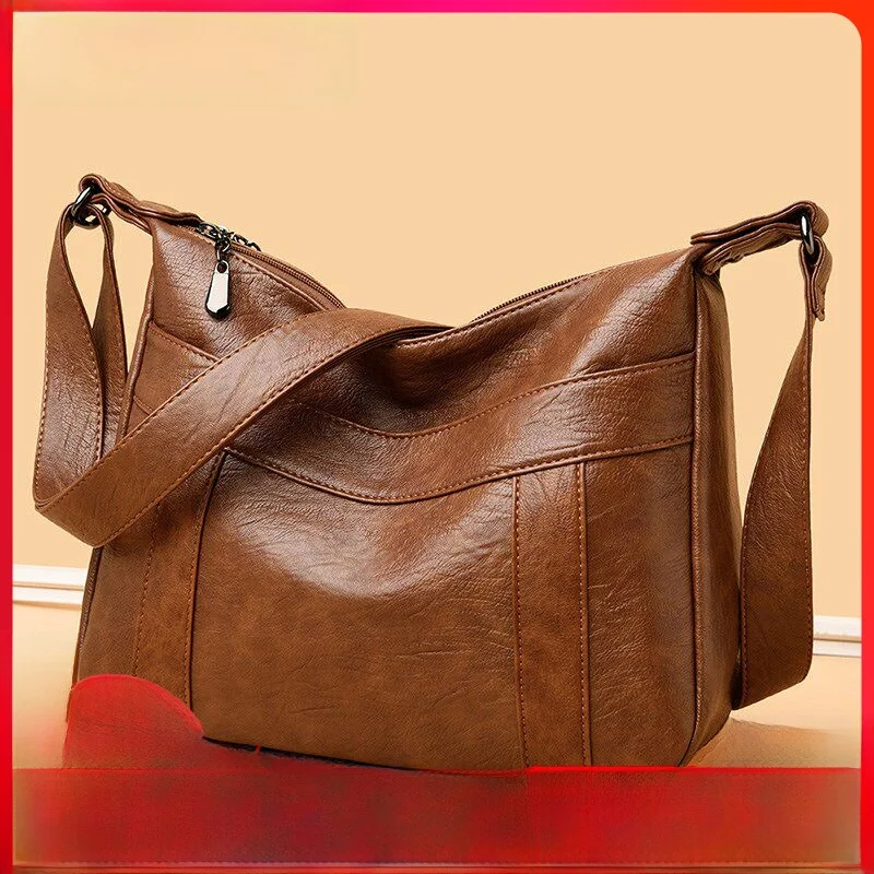 

Гонконгская роскошная женская сумка большой вместимости, модная новинка 2026 года, трендовая сумка для мам среднего возраста, универсальная, из натуральной кожи, на одно плечо