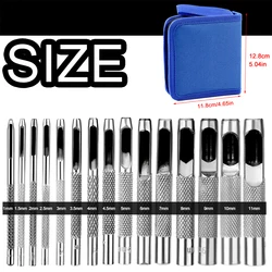 KRABALL 1mm-11mm 15pcs/set Portable Leather Hole Punch DIY Handmade Puncher Tool For Belt Watch Band Leather Craft Working Tools