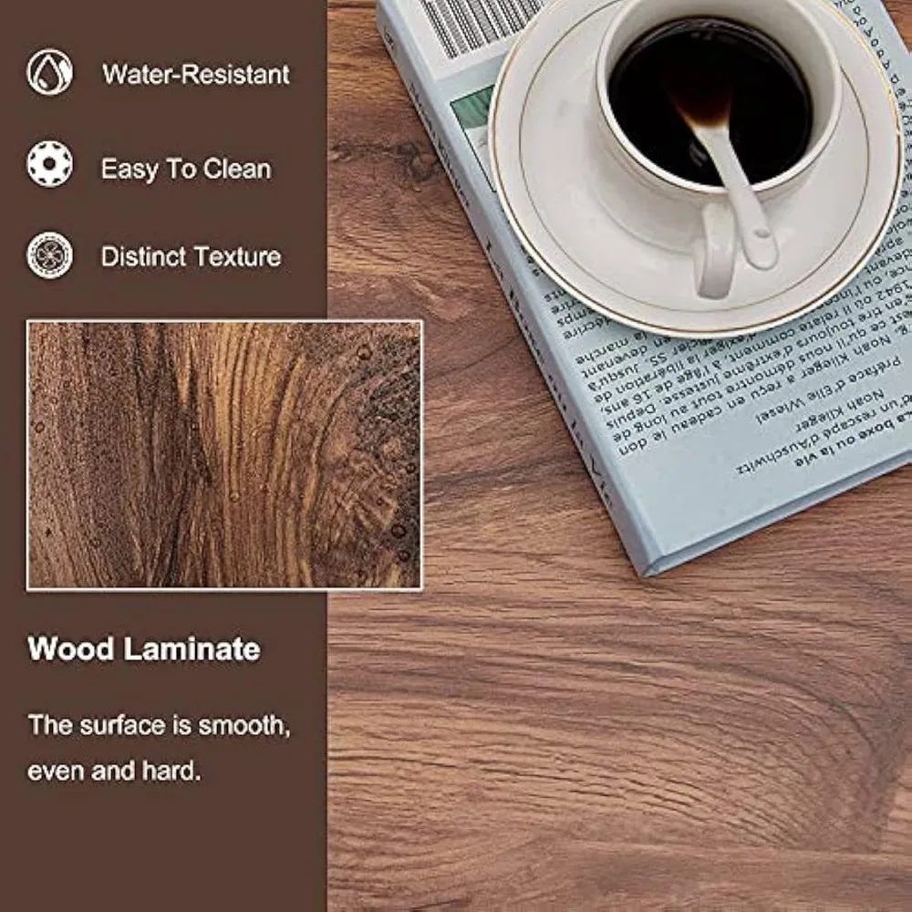 طاولة قهوة خشبية مع رف تخزين، طاولة صناعية مقاس 41.7 بوصة لغرفة المعيشة، بني #4