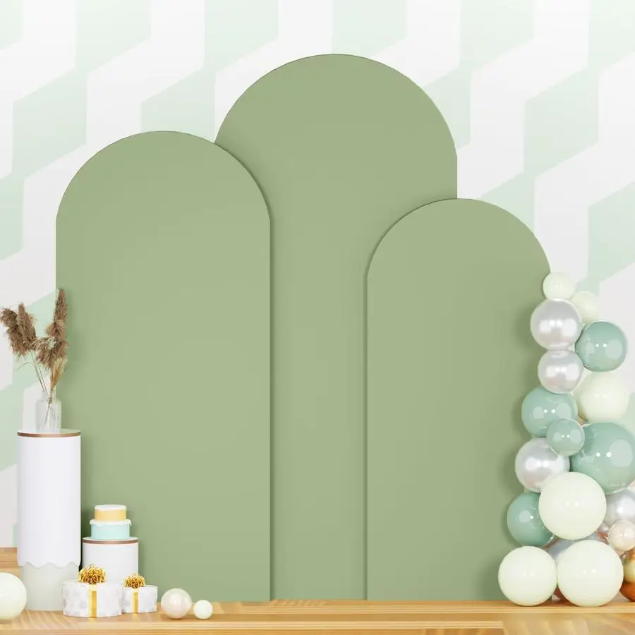 

6.6FT 7.2FT Wedding Arch Cover Set of 3 Sage Green Arch Covers Stretchy Backdrop Round Top Chiara Spandex Arched Backdrop Cover