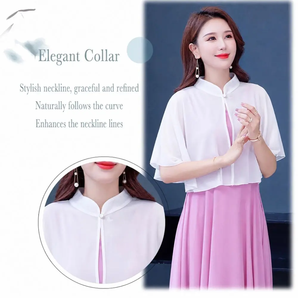 

Thin Jacket Multicolor Chiffon Shawl Short Breathable Bridal Cape Loose Wedding Shawl Women