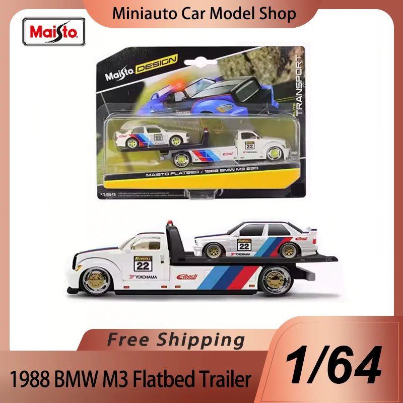 In Stock Maisto 1:64 Flatbed Trailer 1988 Bmw M3 Alloy Miniature Diecast Model Ford Gt Coe Flatbed Transport Trailer Toys Gift