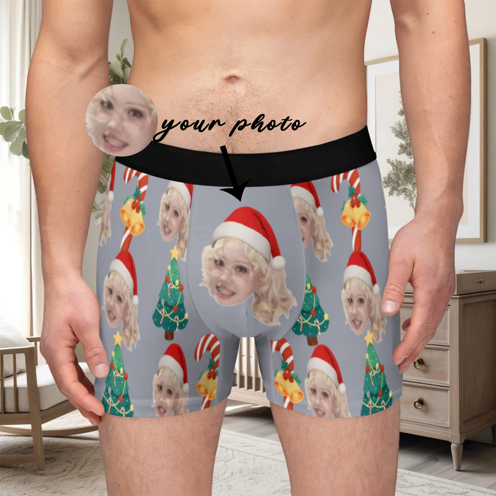 

Personalized Face Photo Underwear Custom Boxer Briefs Custom Men Valentine's Day Gift For Husband Anniversary Gift for Dad